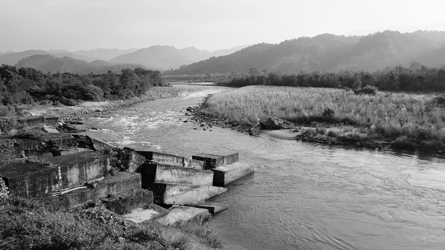 Photo riverbed stabilization engineering projects