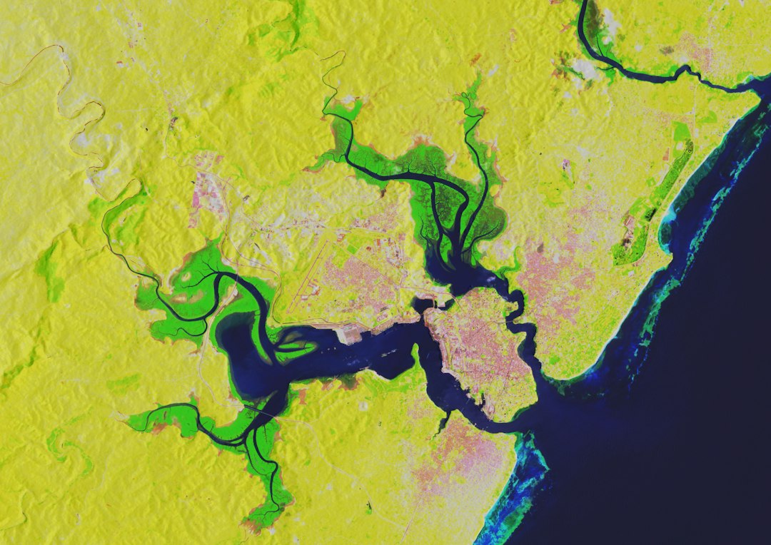 Photo river channel changes map reshaping