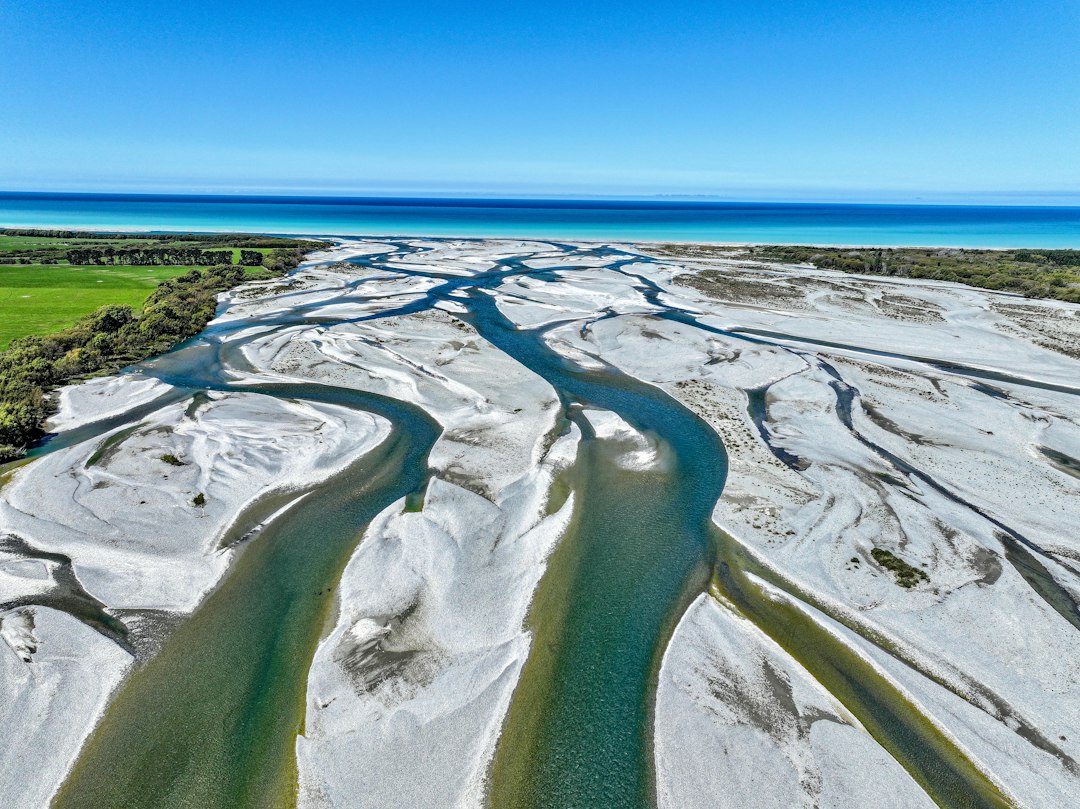 Photo braided river sandbar formation